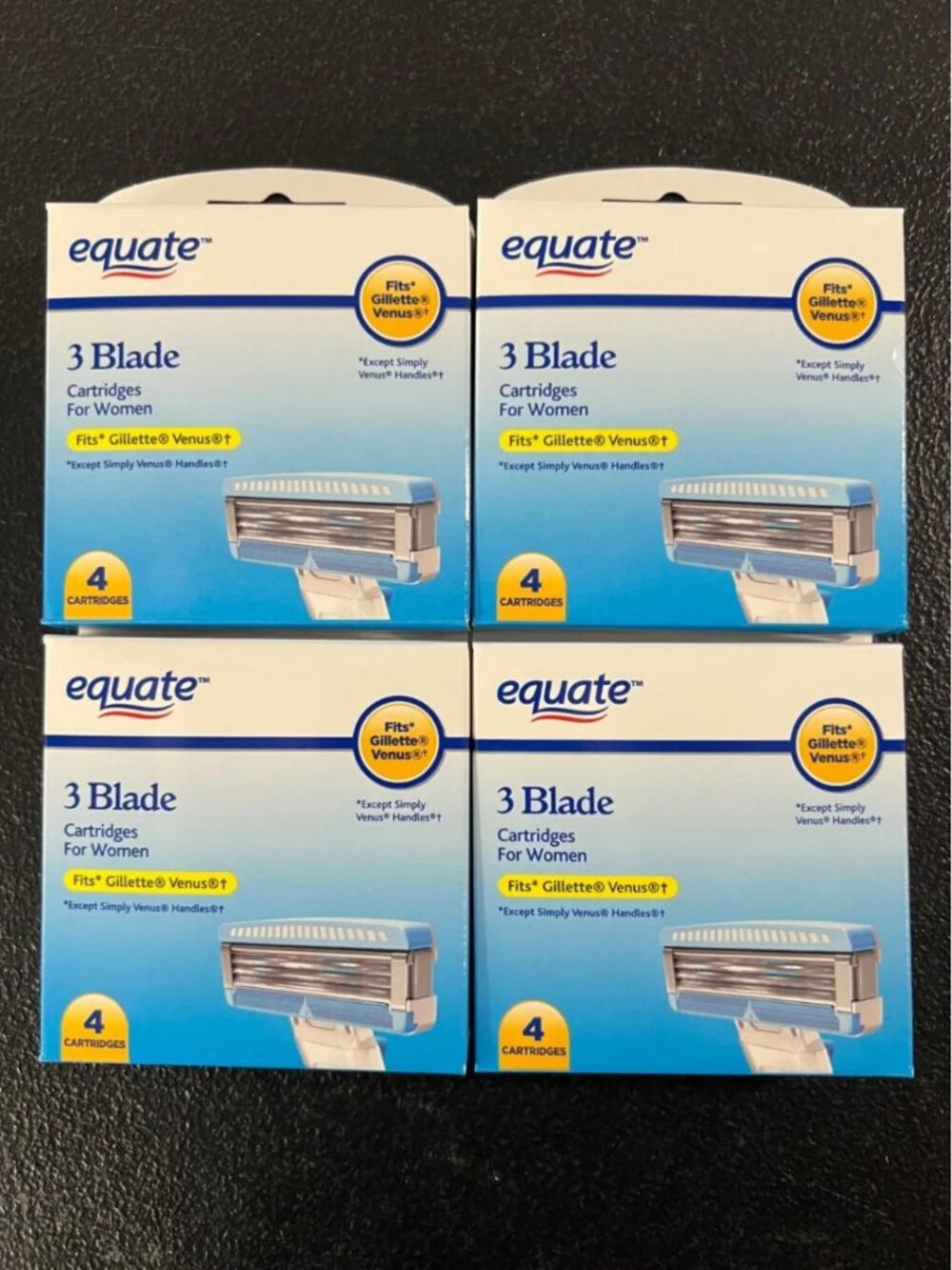 4x Equate 3 Blade Cartridges For Women Fit Gillette Venus 4 Cartridges